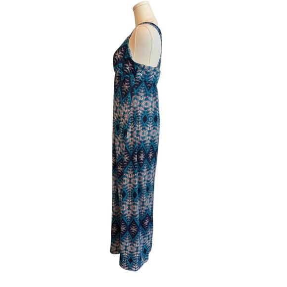 Boho Maxi Dress Small Blue Babydoll Strappy Racerback Festival Hippie Maximalist - Picture 5 of 11